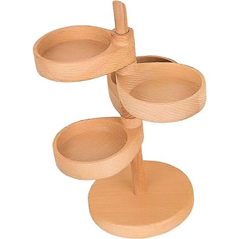 Schmuckorganizer, Schmuckablage, Vitrine, 4-lagiges Schminkregal für den Schreibtisch, Ohrringhalter, Schmuckaufbewahrungsbox für Ringe-Wood Color (1/5)