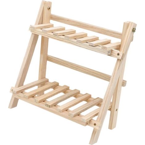 Étagère de bureau à 2 niveaux en bois, étagère décorative à poser sur un comptoir, idéale pour le bureau à domicile. (1/5)