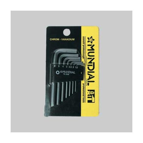 Serie chiavi maschio esagonale mundial 7 pezzi (1,5&divide6 mm)