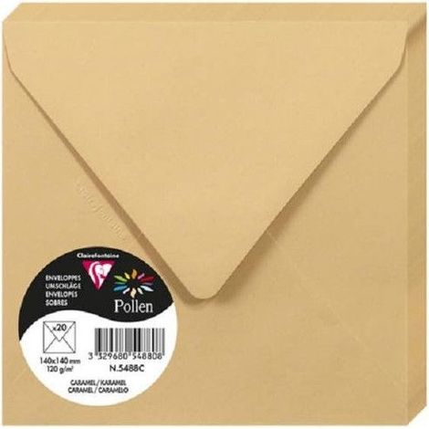 Enveloppe - CLAIREFONTAINE - Pollen - 120g - 140x140 mm - Caramel - Paquet de 20