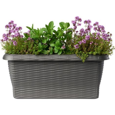 FIORIERA RETTANGOLARE 'PAGLIA' cm 60x20x17,5 lt.11,5 - antracite - BAMA (1/2)