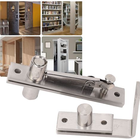 Charnière de porte invisible en acier inoxydable à rotation à 180 degrés avec amortisseurs de porte anti-collision, capacité de charge de 300 livres, convient aux portes invisibles ou aux portes de bi (1/5)
