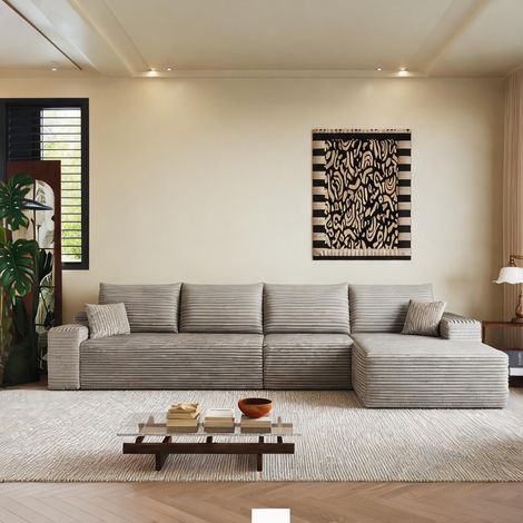 Ensemble canapé d'angle modulable 340 cm camel 340 x 175 x 83 cm (1/5)
