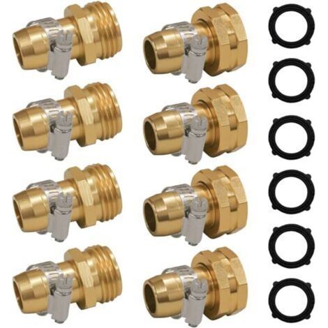 Garden Hose Service Connectors with Clips for 3/4" or 5/8" Garden Hose Fittings, Pack of 4 (1/5)