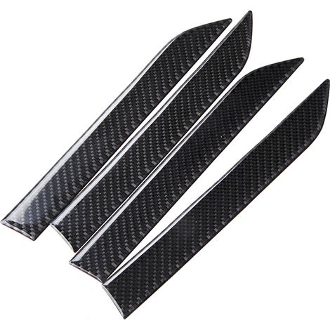 (Modèle x) Ensemble de 4 autocollants pour poignées de porte de voiture, revêtement anti-rayures en fibre de carbone véritable, garniture extérieure flexible compatible avec le modèle Tesla (1/5)