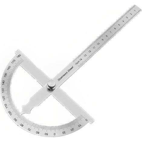 1 Rapporteur en métal, Indicateur d'angle 0-180 degrés, avec vis de blocage, règle 150 mm, pour menuiserie et bricolage (1/5)