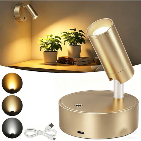 Spot rechargeable sans fil, Mini projecteur compact à montage magnétique – Intensité réglable et 3 couleurs de lumière – Idéal pour éclairer œuvres d’art, tableaux, plantes et arbres (1/5)