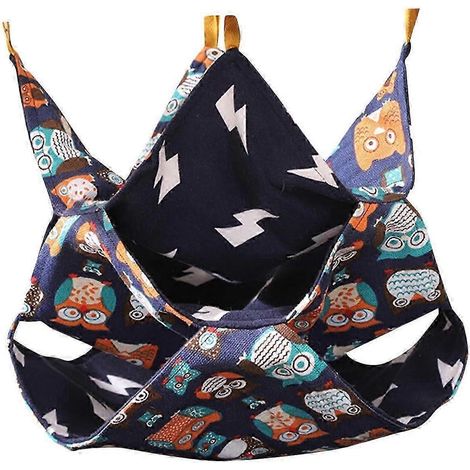 Lit suspendu pour rat, hamac d'été pour hamster, accessoires de cage multifonctionnels, jouet à motifs de dessins animés pour cochons d'Inde, chinchillas, souris, rats-Owl Size M Blue (1/5)