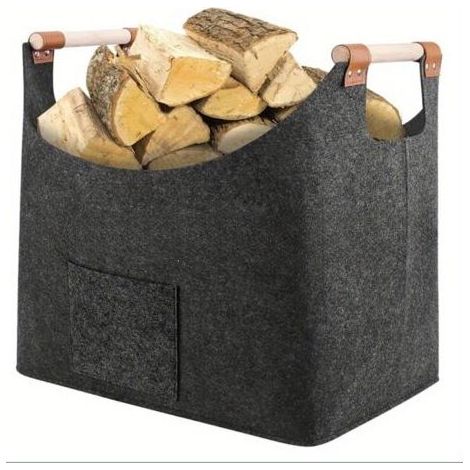 Panier à bois pour bois de chauffage, Sacs en feutre pliables, Grands sacs en feutre Panier à bois de chauffage pour ranger le bois de chauffage (1/5)