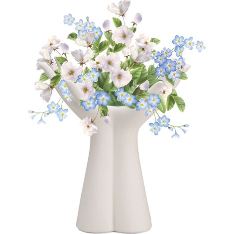 Vase Céramique Blanche avec Design Main Moderne - Grand: 23.5x20x10.5 cm / Petit: 18.5x15x8.3 cm (1/5)