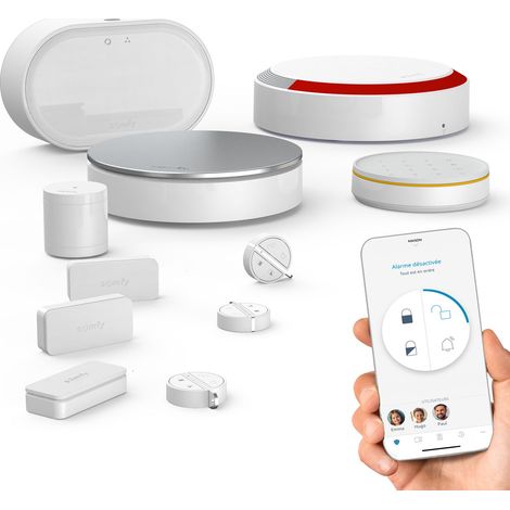 Somfy – Alarme maison sans fil connectée 1875255 – Sirène extérieure 112 dB – Détecteurs de mouvement et vibration – Autonomie 14 jours