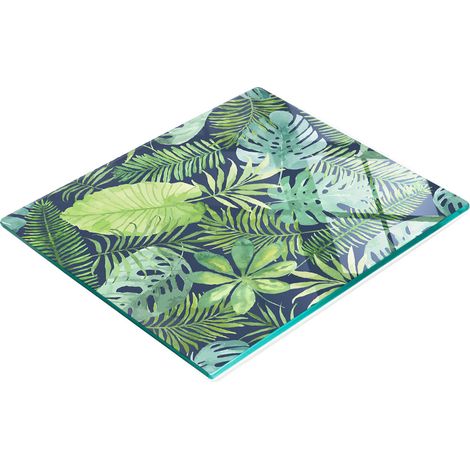 Tableau en verre élégant et résistant avec motif de feuilles tropicales 60x52 cm (1/5)