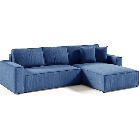 4-Sitzer-Wende-Ecksofa mit Bettkasten Isaac Cord Blau (1/5)