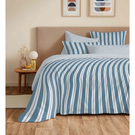 Pack complet housse de couette réversible "Vanessa" 6 pièces pour lit 160 x 200 Florence Denim