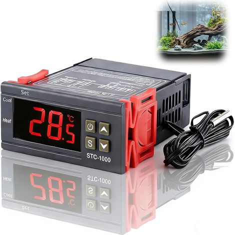Thermostat Refroidissement Chauffage STC-1000 avec Affichage LED Numérique 110V-220V, Régulateur de Température Numérique, NTC Sensor Probe, pour Chaleur/Refroidissement (1/5)