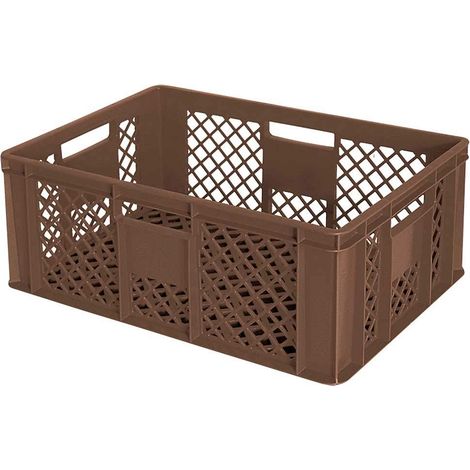 BRB 54 Stück Eurobehälter durchbrochen/Bäckerkiste, LxBxH 600x400x240 mm, PE-HD, lebensmittelecht, braun, Palettenware