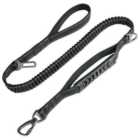 Anti-Pull Large Dog Leash (1.65M)【Safety Belt】Shock Absorption + Reflective Stitching + Double Handle(Black) (1/4)
