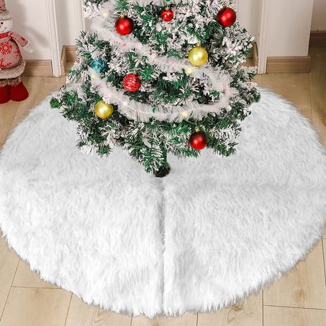 Jopassy Gonna per albero di Natale, 78 cm Copri-piedi per albero di Natale bianco in pelliccia sintetica Tappeto in peluche Copri-piedi per albero di Natale (1/5)