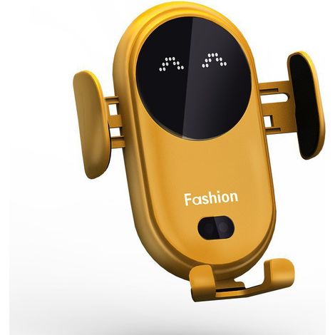 S11 Car Wireless Charging Clip Smart Infrared Sensor Phone Holder Charger Fast Charger -- Yellow (1/4)