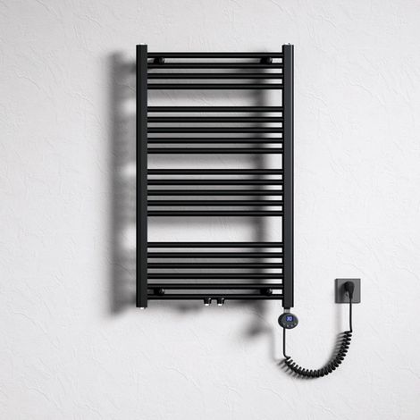 Mai & Mai Badheizkörper Handtuchheizkörper Badheizung Heizkörper bad 60x100 cm matt Anthrazit, Handtuchwärmer für Strom, Seitenanschluss, Röhrenheizkörper mit Heizstab 600W