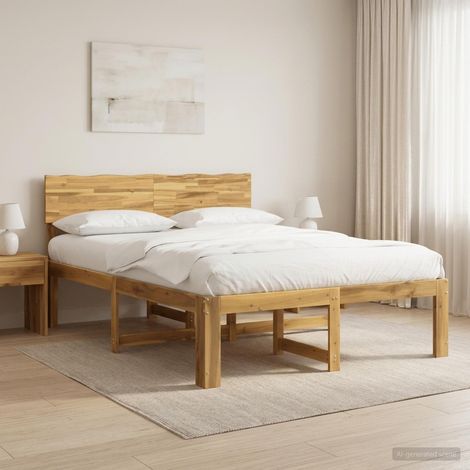Cama doble con cabecero ROSTOCK Blanco 150 x 200 cm (1/5)