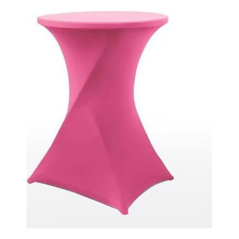 Lot de 4 Housses de Table Rondes Élastiques - Nappe Extensible pour Table Haute Cocktail, Bar et Banquet (Modèle Rose Fuchsia 60x110 cm)-lsw (1/2)