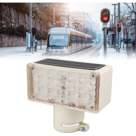 Lumières Solaire Photocellulaires 18 LED Mini Signalisation de Circulation Unilatérale Lampe Carrée Rouge et Bleue Clignotante-KZQ (1/5)