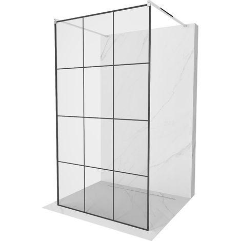 Mexen Kioto freistehende Duschwand 100 x 200 cm, Transparent/Schwarzes Design 8 mm, Chrom - 800-100-