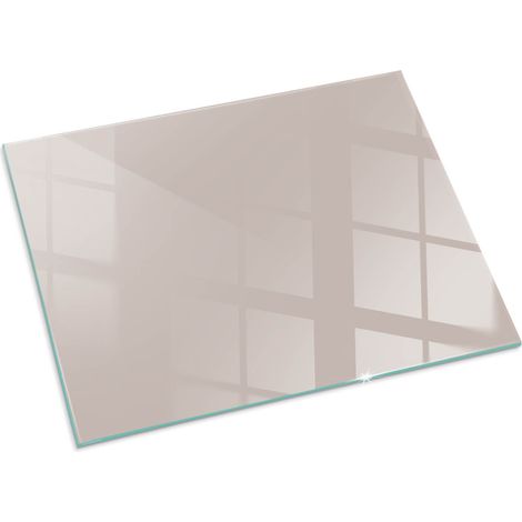 Plaque de protection Rectangulaire en verre trempé de sol décorative imprimée sous cheminée Couleur Marron clair 80x60 cm (1/5)
