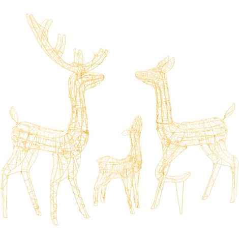 Acrylic Reindeer Family Christmas Decoration 300 LED Warm White vidaXL