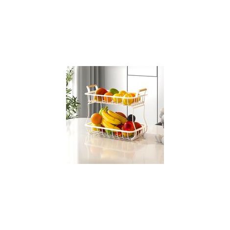Obstkorb für die Arbeitsplatte, Brotkorb, Gemüseablage, herausnehmbarer rechteckiger Drahtkorb (weiß) - Crezuo