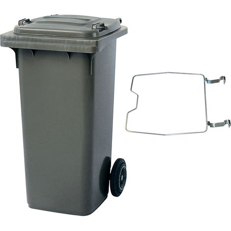 BRB Poubelle MGB 120 litres, avec anneau de serrage pour sacs poubelles, grise