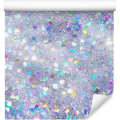 Papier peint à paillettes irisées bleu et gris clair 50x1000 cm (1/5)