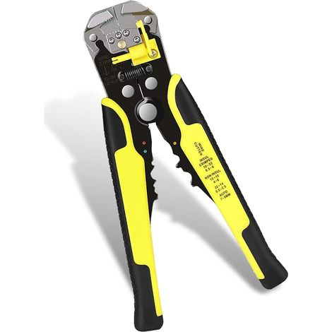 Pince à dénuder automatique, 24-10 AWG / 0,2-6 mm² / 34-3 Gauge, outil de dénudage 3 en 1 avec mâchoires auto-ajustables pour dénuder/couper/sertir