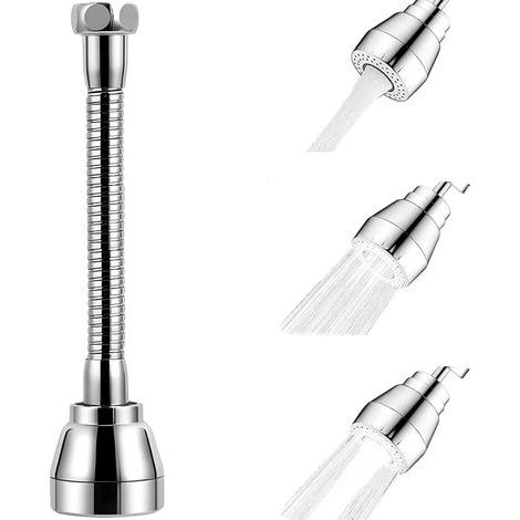 Rallonge de robinet pivotante à 360°, aérateur de cuisine, douchette d'évier, buse en laiton, 3 modes, anti-éclaboussures, adaptateur flexible, compatible avec la plupart des robinets (1/5)