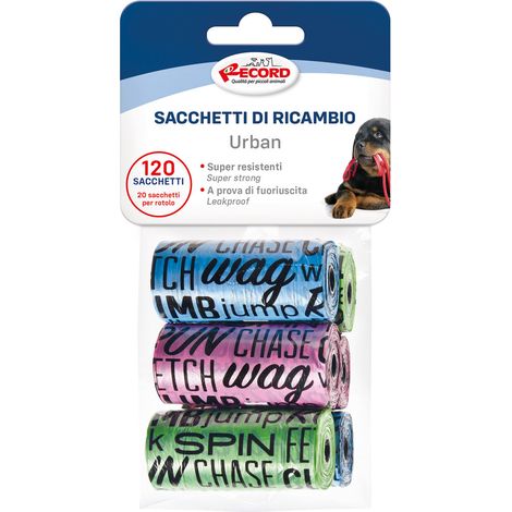 Ricariche sacchetti igienici per cani modello Urban 6 rotoli da 20 sacchetti