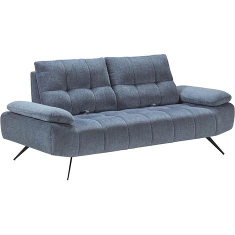 Canapé 3 places dossiers réglables en profondeur tissu bleu - SENARIO (1/5)