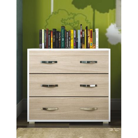 1PZ LINEA MODERN CASSETTONE 3 CASSETTI 91X45XH81 CM OLMO/BIANCO