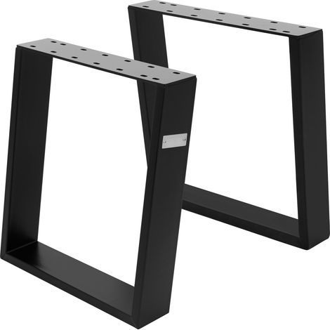 Ml-Design – Pieds de table inclinés 80° – Acier noir – Dimensions 40x43 cm – Set de 2 – Design industriel – Montage rapide avec protection sol (1/5)