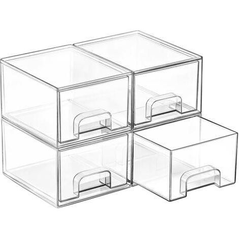 Ensemble de tiroirs empilables pour cosmétiques, boîte de rangement en acrylique pour salle de bain, compartiment de rangement alimentaire. (1/5)