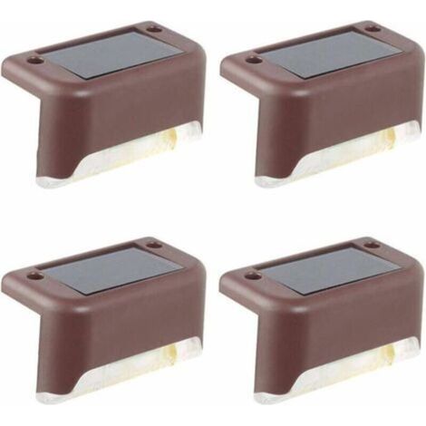 Ein 4er-Pack Solarleuchten für die Terrasse (kaltweißes Licht), wasserdichte LED-Deckenleuchten, Solarleuchten für Terrassen im Freien, Treppen, Gartenwege, Stufen und Zäune