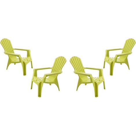 Fauteuil Adirondack résine polypropylène Wilsa Garden - Anis - 4 Fauteuils Adirondack