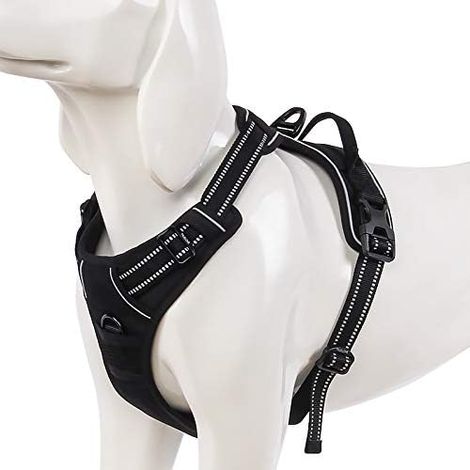 1 Harnais pour Chien, Réglable, Matériau Réfléchissant, Poignée, Pour Promenade Et Voiture (1/5)