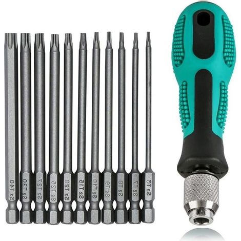 12er-Pack Torx-Bits T6-T40, S2-Stahl, magnetisch, 75 mm, 1/4"-Schaft, für Schraubendreher (1/5)