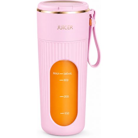 Blender portable rechargeable rose, gobelet de 340 ml avec 10 lames, pour jus et smoothies (1/5)