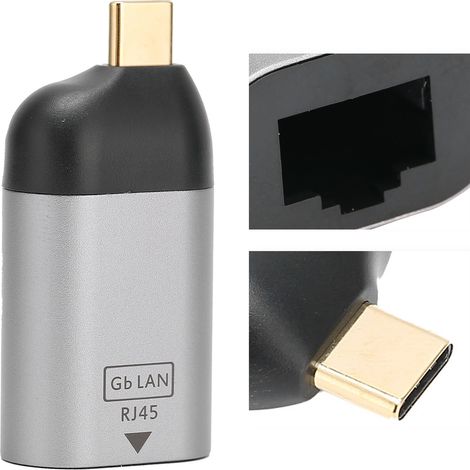 Adaptateur de port Ethernet TypeC vers RJ45 - Convertisseur réseau - Matériel externe pour ordinateur (1/5)