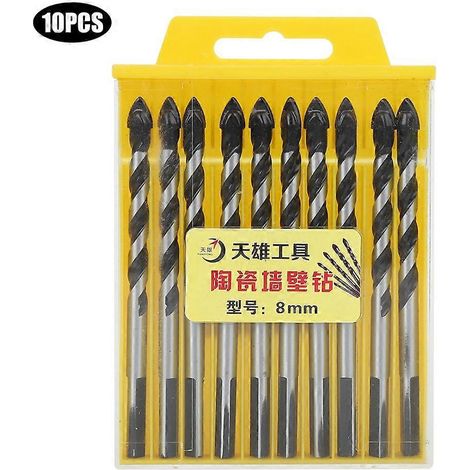 10-teiliges Spiralbohrer-Set, dreieckige, robuste und langlebige Bohrer für Holz, Keramik und Wände