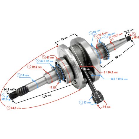 Albero motore per scooter 50cc 4T (22 denti per pompa dell'olio) (1/5)