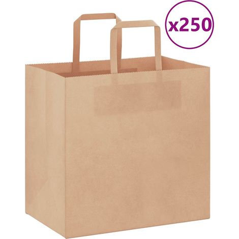 Papiertragetaschen 250 Stk. mit Henkeln Braun 26x17x25 cm
