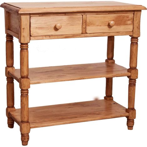 Country Couchtisch aus massivem Lindenholz, natur L80xPR38xH80 cm. Made in Italy